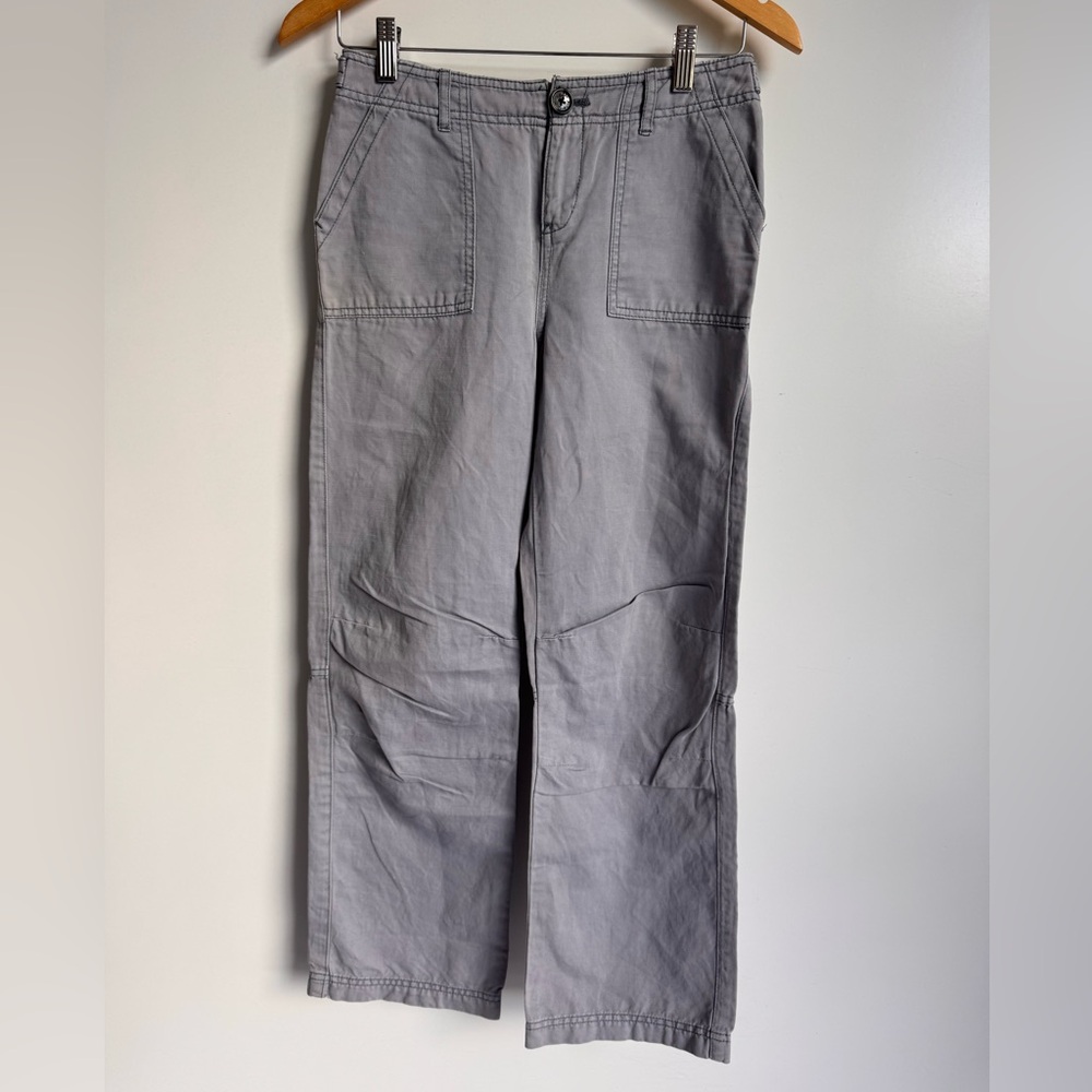 Burberry Children Kids Gray Utility Pant Straight Leg‎ 12Y Cotton Linen Luxury